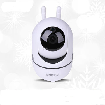 ENERJ Smart Wireless Indoor IP Security Camera, Auto Tracker, Motion Sensor, Night Vision, 360 Degree Pan Tilt Zoom Two Way Audio, Cloud Storage - ENER-J Smart Home